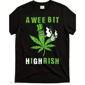 St. Patrick's Day A Wee Bit Highrish Graphic T-Shirt, Irish Flag Fashion Outfit, Comfort Oversized Cotton Tee, Cute Holiday Gift For Him Her
