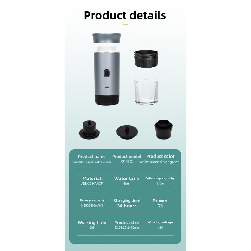 Portable Mini Heating Coffee Machine, 3-in-1 Espresso Maker for Coffee Powder & All Capsules