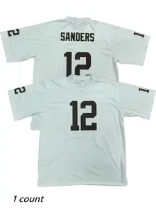 Men's Shedeur Sanders #12 Graphic Game Football Jersey, Sporty Loose V Neck Sleeveless Top for American Football Match, Men's Sportswear for All Seasons