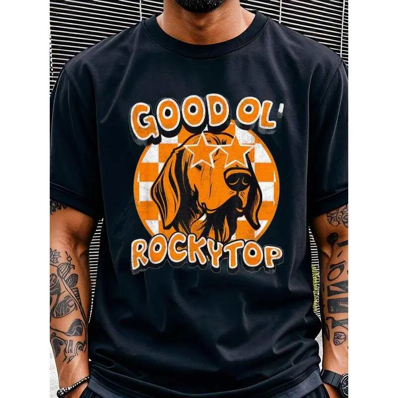 Tennessee Orange Classic Crew Neck Cotton Tee Casual Men Graphic Print Short Sleeve good graphic tees men's t shirts trending clothes Daily Wear Graphic T-Shirt