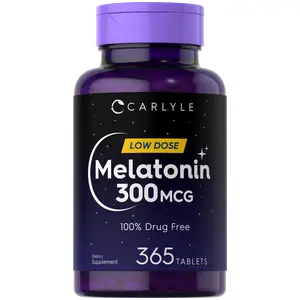 Carlyle Melatonin 300 mcg | 365 Tablets | Low Dose | Vegetarian, Non-GMO, Gluten Free