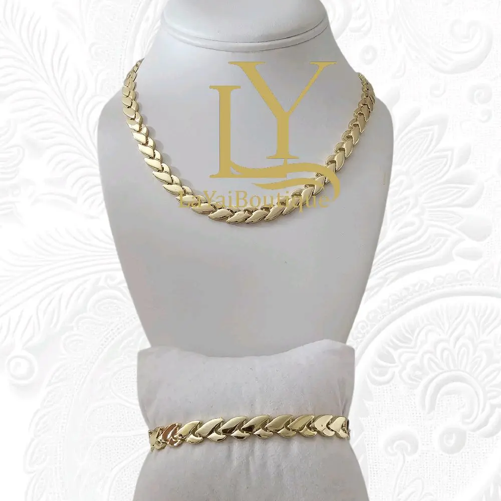 LaYaiBoutique #1694 14k Gold Plated Necklace Bracelet Set High Quality.