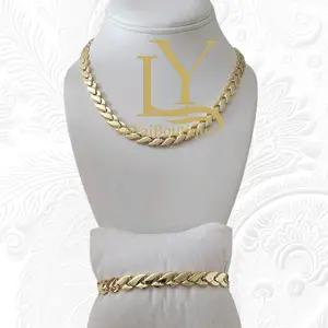 LaYaiBoutique #1694 14k Gold Plated Necklace Bracelet Set High Quality.