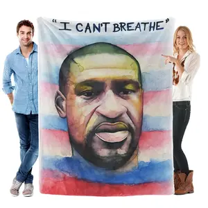 Personalized I Can't Breathe Blanket Life is Priceless Respect Each Other Love and Peace Soft Warm Smooth Lightweight Four Sizes Available for Living Room Bedroom Sofa Bed Decorative Gift