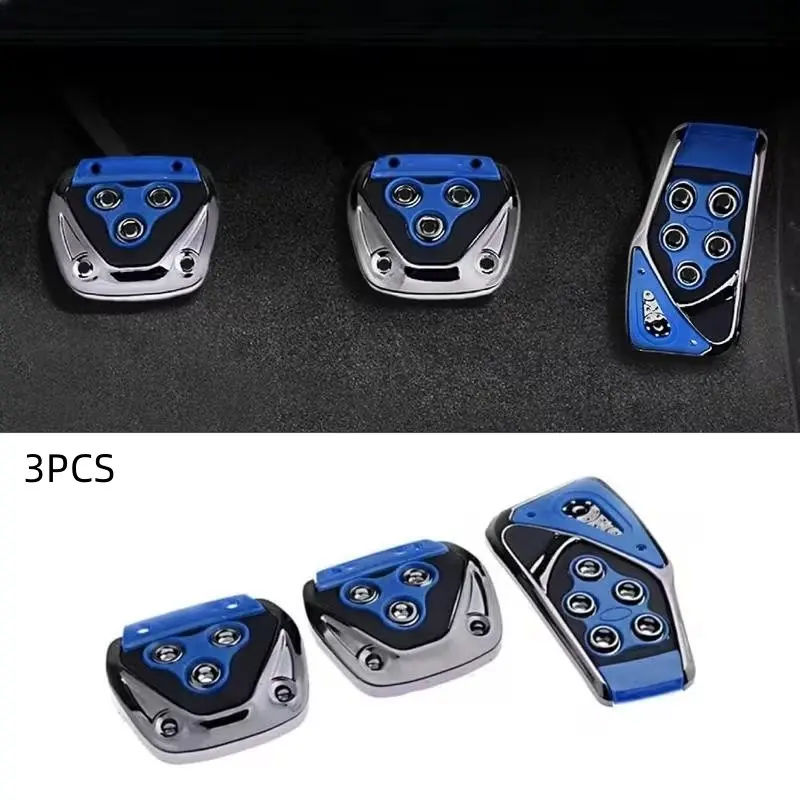 Car Pedal Pad Set Three-Piece, Anti-Slip Racing Accelerator Clutch Brake Covers, Interior Replacement Accessories for Enhanced Comfort, Car Interior Kit, Auto Automotive Pedal System