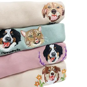 Custom Pet Portrait Embroidered Crewneck Sweatshirt,Personalized with Your Pet's Photo,Pet Memorial Gift,Gift For Her, Wardrobe