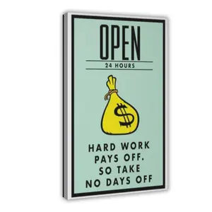 Hard Work PAYS Off So Take No DAYS Off Motivation Canvas ,Monopoly Motivation Canvas Print