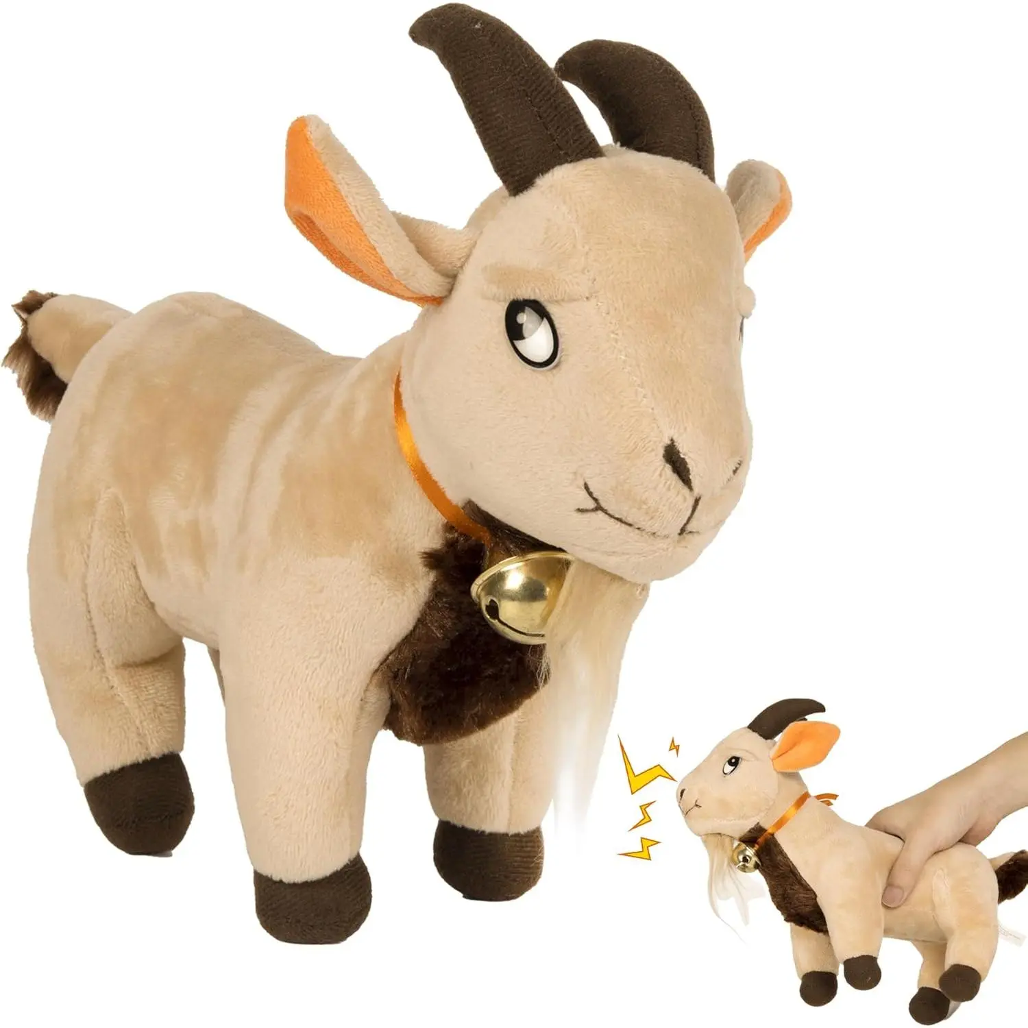 11" Unisex Screaming Goat Plush Desk Toy - Funny Sounds, Hilarious Sounds Prank Gift for Friends - Valentine's Day Gag Gift for Coworkers