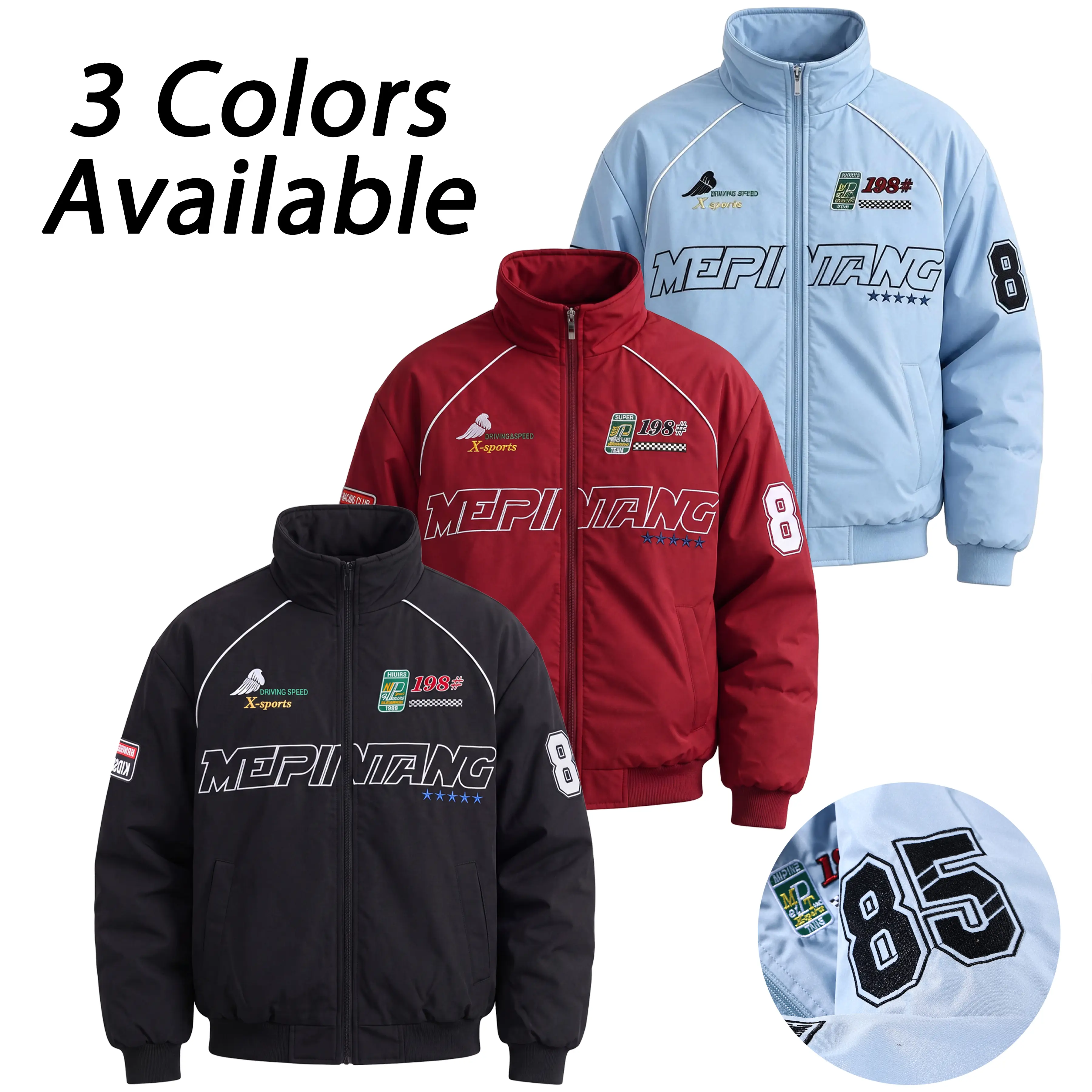 Men’s retro zip-up jacket with a stand collar, casual street style, ribbed hem cuffs, integrated pocket design, an outfit piece for campus outings.