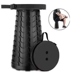 Upgraded Wider & Taller Collapsible Stool - 400lbs Max Weight, Durable Foldable Adjustable | Compact Telescopic Seat for Camping, Outdoors | Multi-Use as Folding Chair/Foot Rest - Ideal Family Camping & Travel Gift