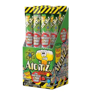 TOXIC WASTE - Atomz - Sour, Tangy, Chewy Candy - 3 Assorted Flavors: Lemon, Strawberry, & Blue Raspberry - 2.12 oz. Tubes - 12-Pack
