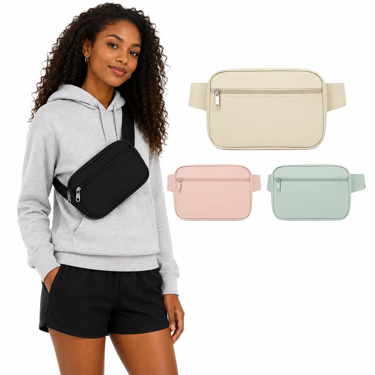 Ciana Women's Casual Nylon Fanny Pack, Light Water-Resistant Crossbody Bag for Outdoor Travel with Adjustable Strap, Waterproof Belt Bag, Casual Waist Bag