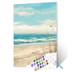 Sea View Paint by Numbers – Serene Ocean DIY Canvas Painting for Beginners, Gift & Wall Art, 16x20inch (40x50cm)