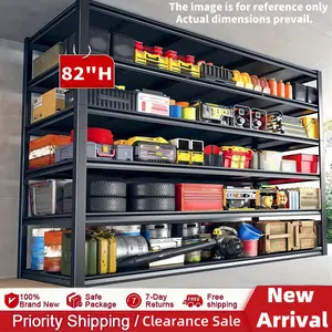 82"Heavy Duty Garage Shelving 5/6Tier Adjustable Garage Storage Shelves, 3600LBS Metal Storage Shelving Unit, Shop Display, Utility Rack Shelf For Kitchen Craft Warehouse Pantry Basement, Utility Shelves, 82"H X 40"W X 18"D Tool Holders