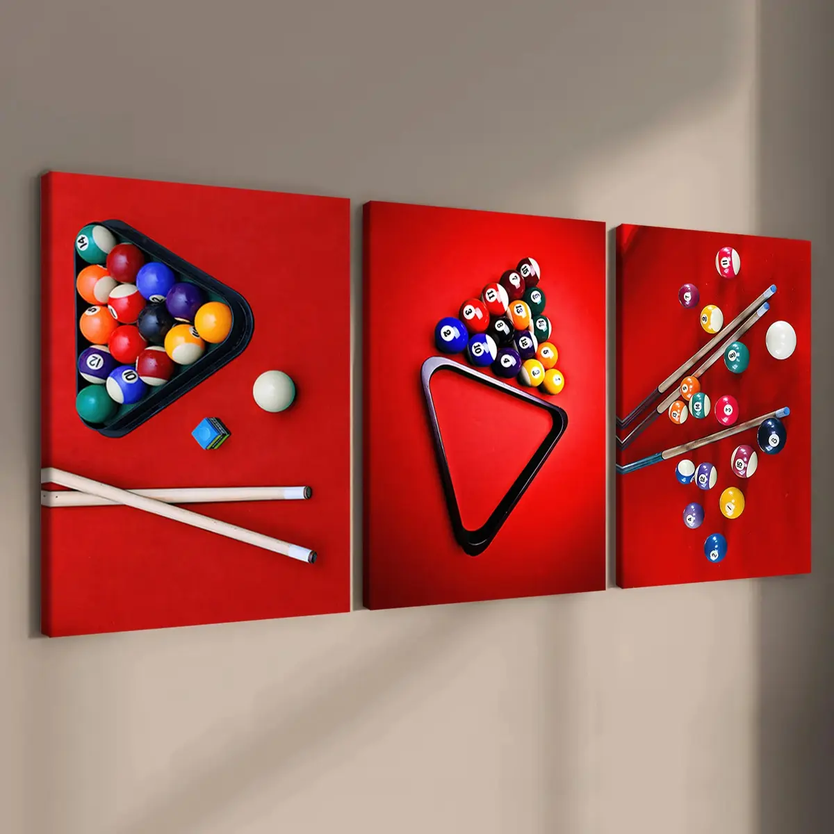 3 Count Wooden Frame Canvas, Billiard Sports Poster Print, Perfect Living Room Decoration, Fashion Family Poster, Modern Art, Hallway Mural, Apartment Dormitory Poster, High Definition, Waterproof, Art