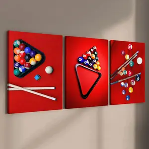 3 Count Wooden Frame Canvas, Billiard Sports Poster Print, Perfect Living Room Decoration, Fashion Family Poster, Modern Art, Hallway Mural, Apartment Dormitory Poster, High Definition, Waterproof, Art