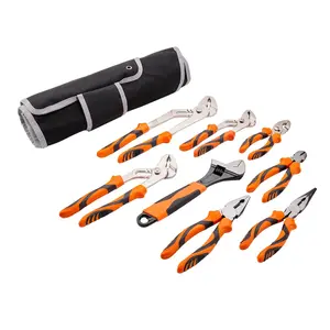 8-Piece Pliers Set, High Carbon Steel, 12"/10"/8" Groove Joint Pliers, 8" Linesman's Pliers, 6" Slip Joint Pliers, 8" Long Nose Pliers, 6" Diagonal Cutter, 10" Adjustable Wrench, and Tool Bag