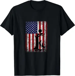100% Cotton Patriotic Coon Hunting Dogs American Flag T-Shirt