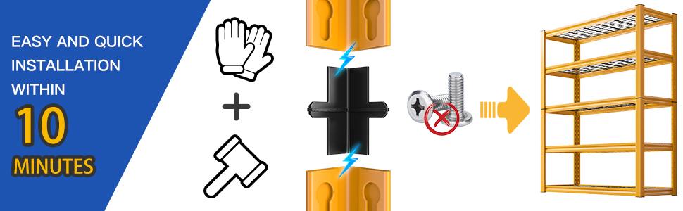 Raybee Furniture 40" W Garage Shelving Orange 2000LBS Heavy Duty Wire Industrial Metal Shelves, 5-Tier Adjustable with Detachable Connectors for Kitchen Storage