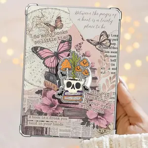 Mushroom Skull Books And Bat Spooky Kindle Grip Book Bookish Magnetic Kindle Grip Book Lover Kindle Accessories Phone Holder PopSocket Phone Grip Magnetic Pop Socket Phone Grip