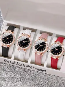 Women's Fashion Round Dial Analog Quartz Watch, Modern Fashionable Wristwatch, without Box, Fashion Watch Set for Party, Daily Decor, Trendy All-match & Exquisite Watch Set for Birthday Gift