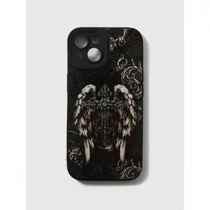 ROMWE Gothic Style Illustration Black Phone Case, Halloween, compatible with iPhone 17/16/15/14/13/12/11/X/XS/XS Max/12, 13 mini/16e, a holiday gift for friends, family, and yourself ...