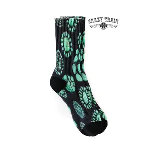 Turquoise print Crew Socks