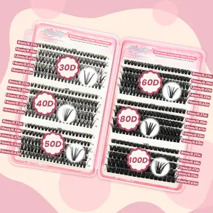 BEALERT 600pcs Thick Volume Lash Extension 8-16mm Cluster Eyelash Extensions DIY Individual Lashes Wispy at Home Pestañas Pelo a Pelo 30D 40D 50D 60D 80D 100D Youth