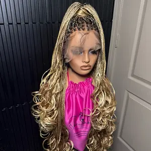36inch curly knotless braids. Human hair pre-bleached knot