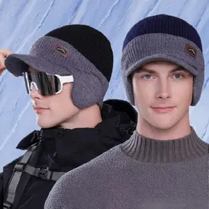 Men's Winter Ear Cap - Thick Knitted Warm Ski Cap for Cold Weather Outdoor Activities