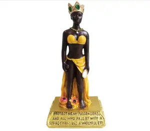 Oshun Statue 4" Resin Orisha of Love Life Marriage Sex and Money with Yellow Sash and Gold Crown 1 Love Resin