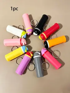 Mini Water Cup-Shaped Keychain Multiple Color Options Fun & Fresh Instagram-Style Accessories Exquisite Craftsmanship Lip Balm Stand Can Hold Lipstick For Bags, Keys, And Earphone Cases Practical Accessories Stylish Keychain Portable Keychain