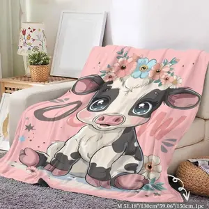 Soft Funny Throw Blanket Vivid Playful Cartoon Cow Print Cozy Blanket Warm Napping Throw,Cool Comfy Bedding For Home Bed Office Travel Room Decor,Bedroom Accessories,Bedroom Decor,Boyfriend Gifts,Christmas Decorations