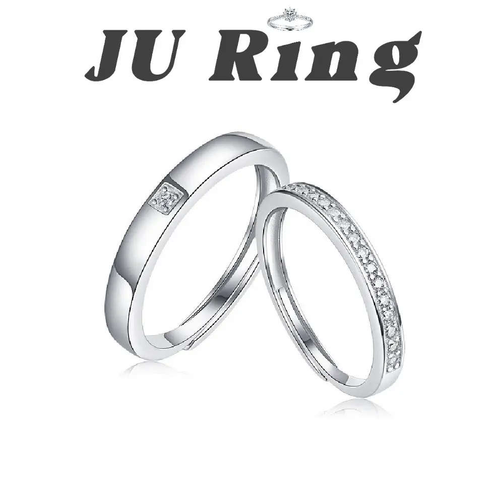 #112 (Pact) S925 Sterling Silver Lab-Grown Moissanite VVS1 D Adjustable Couple Promise Ring