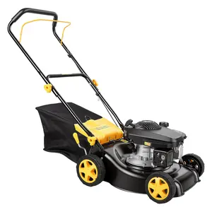 Explorinox Conquer Bumpy Yards! 16" Gas Push Lawn Mower, Big Wheels, Self Propelled, 3 in 1, Push Lawn Mower with 45L Grass Tank. No More Getting Stuck.