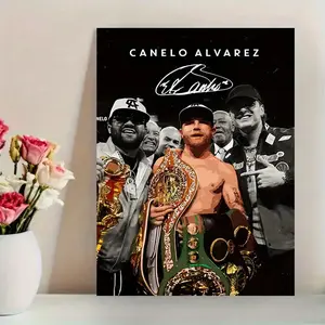 Frameless Poster Print UnPoster Print Unframed Art - Canelo Alvarez Black & White Boxing Portrait with Golden Belt