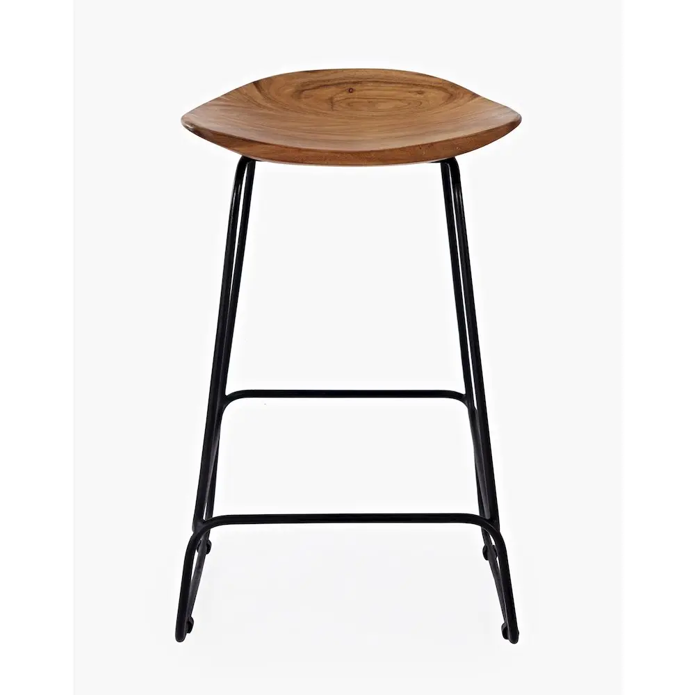 Nature's Edge Armless Backless Solid Acacia Wood Counter Height Stools, Set of 3, Solid Finish, Sturdy Base, for Dining Indoor Furniture