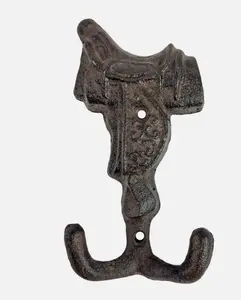 Saddle Double Wall Hook Cast Iron Key Towel Coat Hanger Rustic Country Western