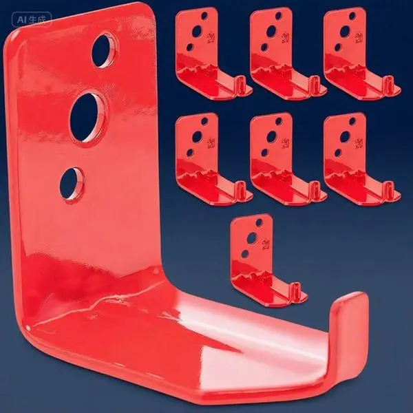8-Pcs Iron Fire Extinguisher Hanger Hooks Mounting Set - Secure Steel Wall Brackets for 20 Lb Units, Quick-Release Reusable Holders, Rust-Resistant Plastic-Sponge Cushions, Easy Household Installation, Hangable Universal Home Gym Safety Fit