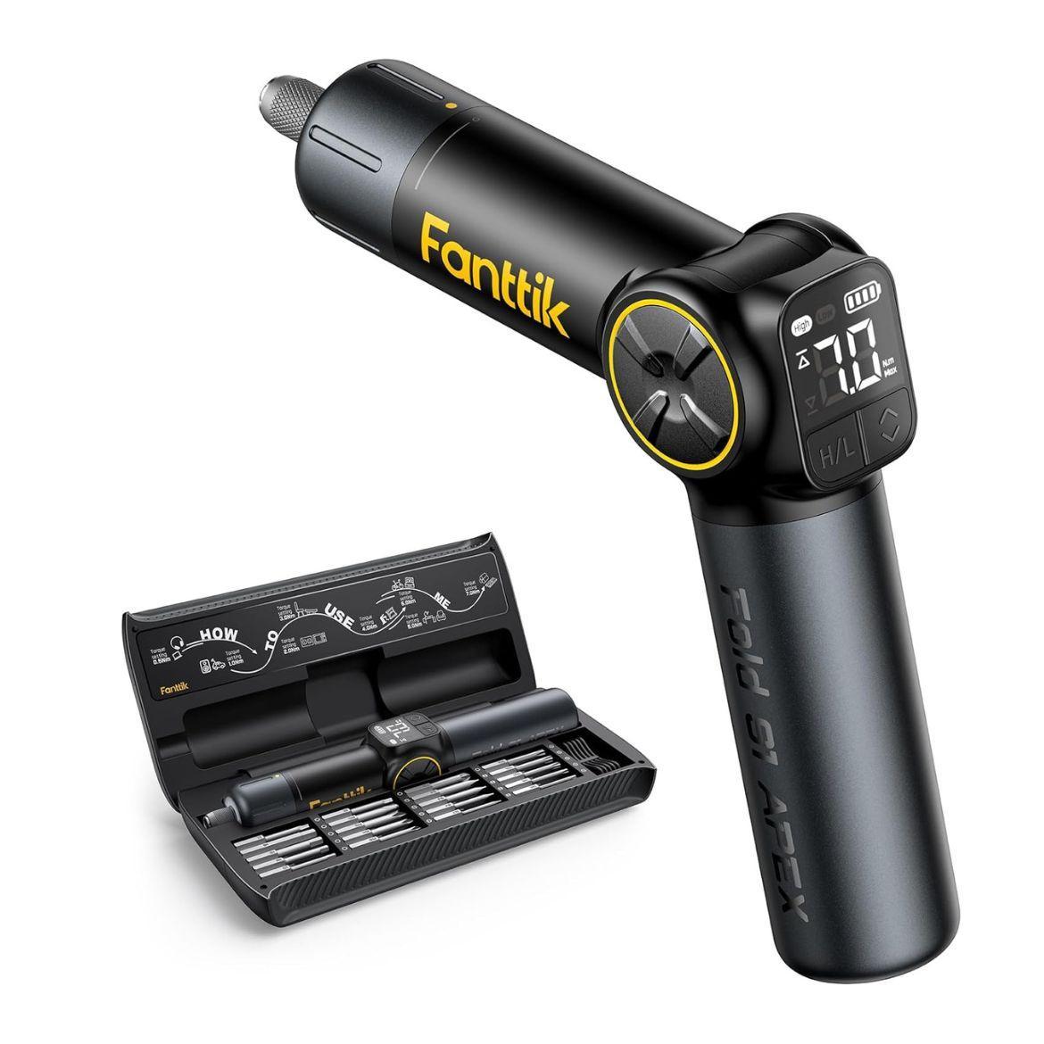 Fanttik Fold S1 APEX 3.7V Cordless Screwdriver, Electric Screwdriver, Screen Interaction, Pivot Handle, High/Low RPM Opt