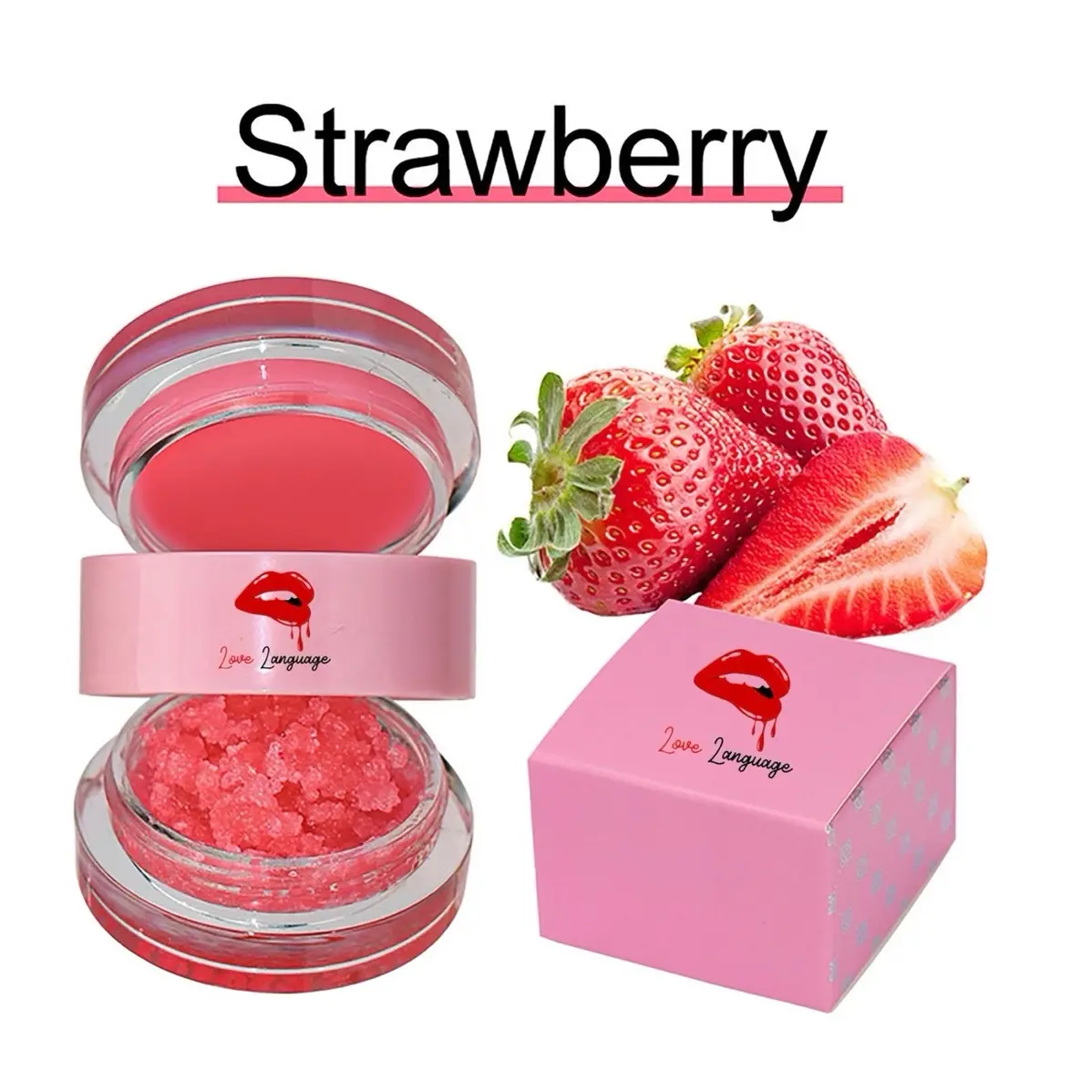 Kamii Love Language Lip Scrub Moisturizer with Strawberry, Mint and Vanilla Flavors and Lip Scrub Brush - Skincare, Comfort Moisture