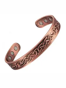 Men's Vintage Carved Copper Magnetic Energy Bracelet, Adjustable Fit with 6 Magnets, Promotes Circulation, Perfect for Festivals, Parties, Travel, Fashionable Bracelet