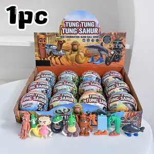 Random 1pc Italian Brain Rot Keychain Gift, Round Ball Design, Easter Gift, Tung-Tung-Sahur Fan Gift, Surprise Party Gift