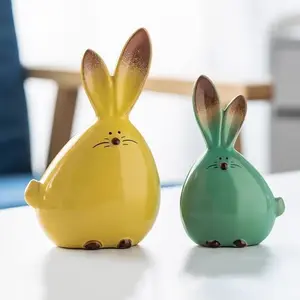 Cute Rabbit Ceramic Decoration, Creative Minimalist Design, Perfect for Living Room, Bedroom, Entryway & Desk Decor, Adorable Animal Ornament, Ceramic Figurine