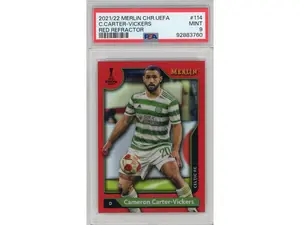 2021 Topps Merlin Chrome UEFA League Red Refractor Cameron Carter-Vickers #114 /10 PSA 9