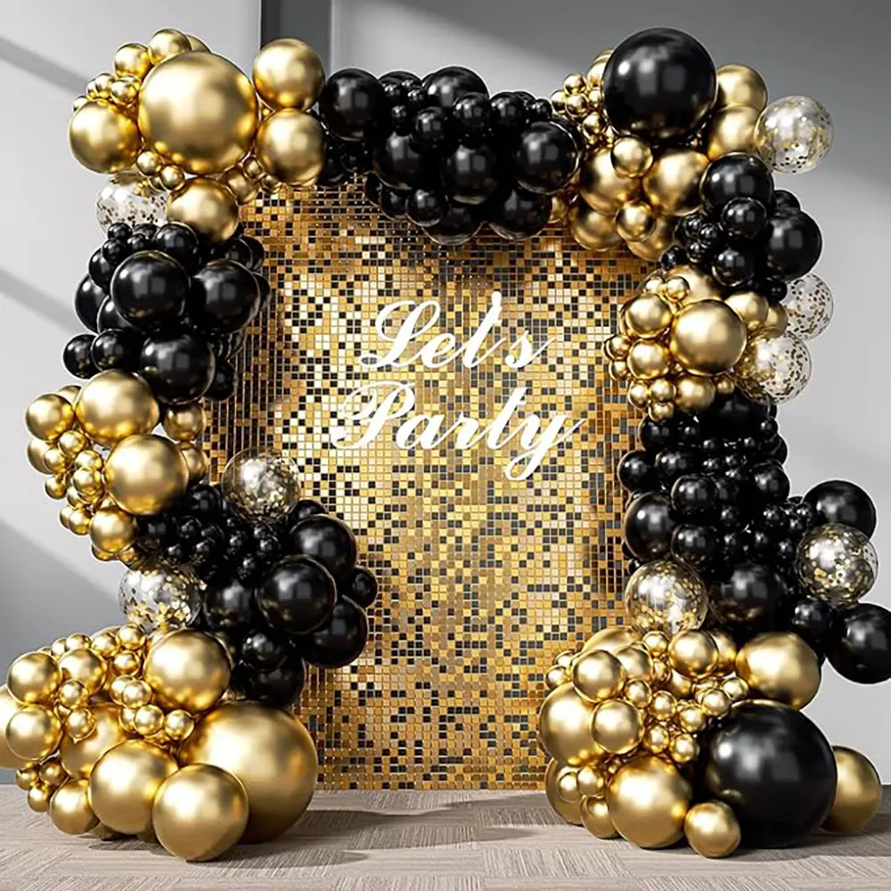 Black Gold Balloon Arch Kit Metal Gold Balloons Garland Graduation Baby Shower Wedding Bride Shower Decoration Background Globos