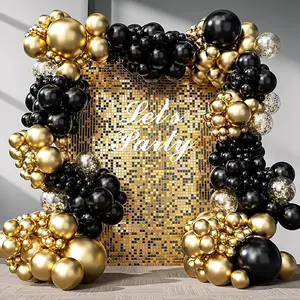 Black Gold Balloon Arch Kit Metal Gold Balloons Garland Graduation Baby Shower Wedding Bride Shower Decoration Background Globos