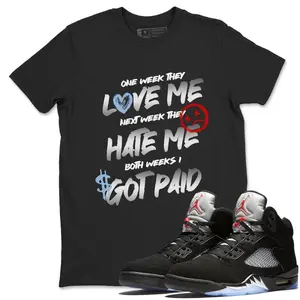 I Got Paid Best T-shirts To Wear With Jordans 5s Black Metallic Reimagined- Basic Round Neck Short Sleeve Top-1