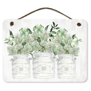 Courtside Market St Patty's Day Flower Pots 16x12 Hanging Sign
