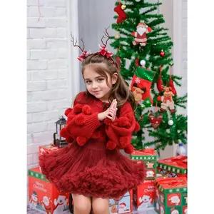 Girls' Burgundy Tutu Ballet Skirt with Wide Waist Belt - Puffy A-Line Princess Dress, Short Party Skirt for Christmas Nutcracker, Recitals & Photo Shoots - Machine Washable Dance  for &